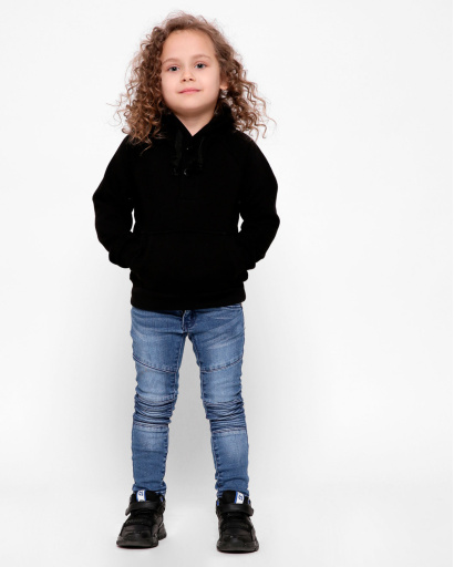 Дитячий чорний худі без принта 32000, Колір: Чорний, Розмір: 122, зображення 2