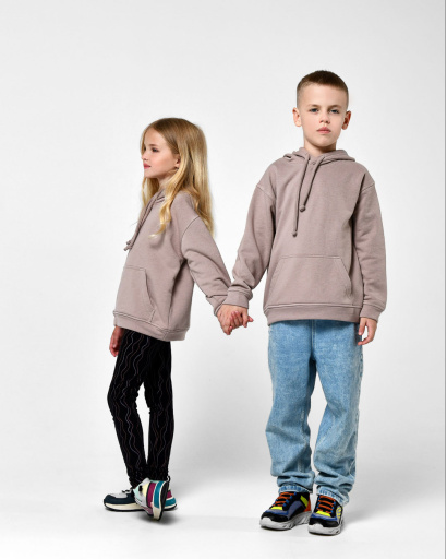 Детский худи унисекс цвет бежевый 55702, Цвет: Бежевый, Размер: 140 см, изображение 3