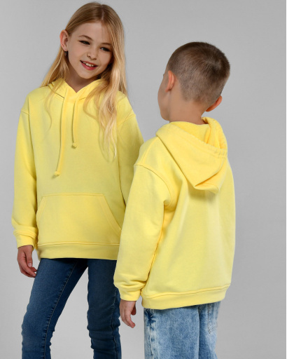 Детский худи унисекс желтого цвета 55703, Цвет: Жёлтый, Размер: 128, изображение 2