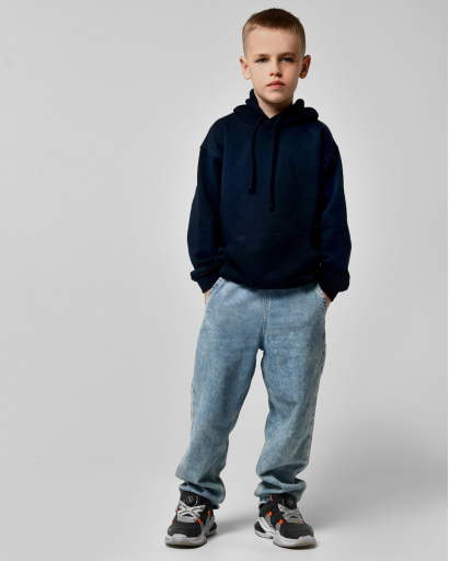 Детский худи унисекс синего цвета 55706, Цвет: Синий, Размер: 140 см, изображение 3