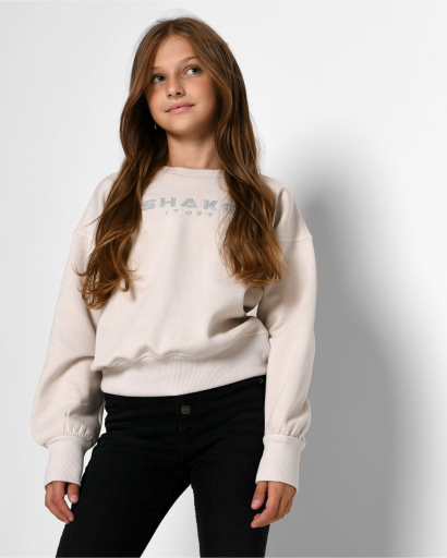Подростковый свитшот с вышивкой "Shake it off" 52541, Цвет: Бежевый, Размер: 170, изображение 2