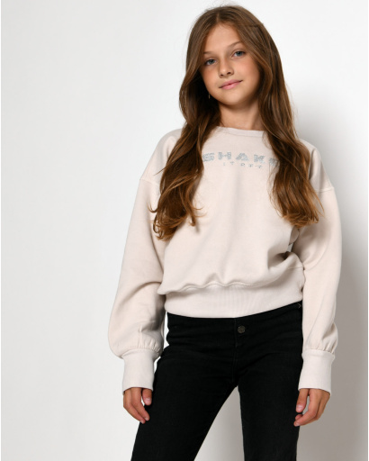 Подростковый свитшот с вышивкой "Shake it off" 52541, Цвет: Бежевый, Размер: 170, изображение 4