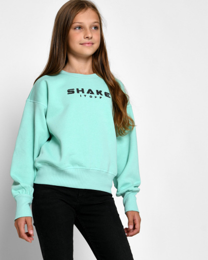 Подростковый свитшот с вышивкой "Shake it off" 52542, Цвет: Мята, Размер: 122, изображение 2