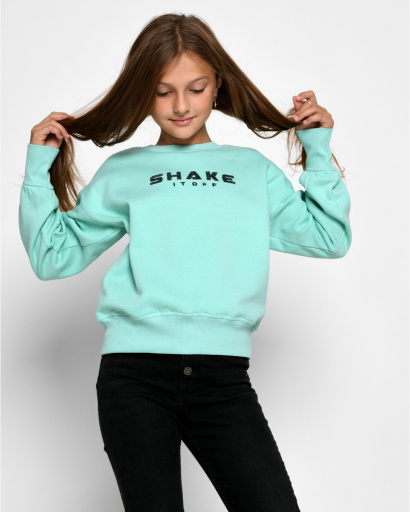 Подростковый свитшот с вышивкой "Shake it off" 52542, Цвет: Мята, Размер: 122, изображение 5