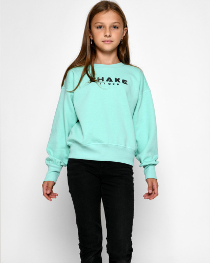 Подростковый свитшот с вышивкой "Shake it off" 52542, Цвет: Мята, Размер: 122, изображение 6