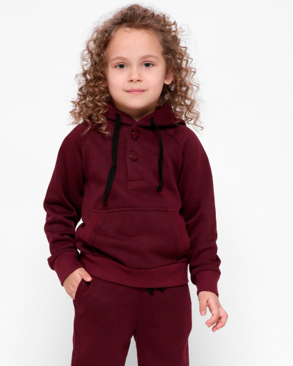 Детское худи без принта 32004, Цвет: Бургунди, Размер: 92, изображение 2