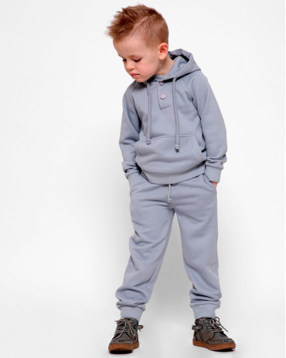 Дитячий сіро-блакитний  худі без принта 32005, Колір: Блакитний, Розмір: 92, зображення 4