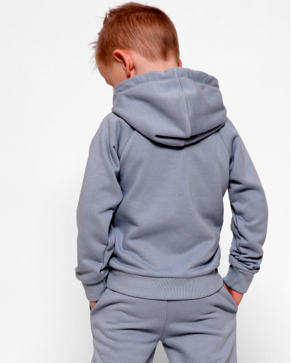 Дитячий сіро-блакитний  худі без принта 32005, Колір: Блакитний, Розмір: 92, зображення 5
