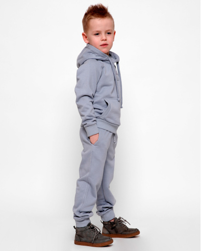 Дитячий сіро-блакитний  худі без принта 32005, Колір: Блакитний, Розмір: 92, зображення 2