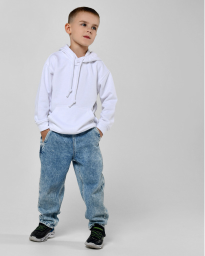 Детский худи унисекс белого цвета 55711, Цвет: Белый, Размер: 110, изображение 3