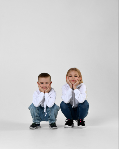 Детский худи унисекс белого цвета 55711, Цвет: Белый, Размер: 110, изображение 4