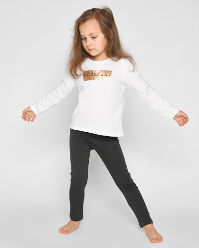 Дитячий лонгслів з написом "beautiful mind" 52551, Колір: Білий, Розмір: 116, зображення 2