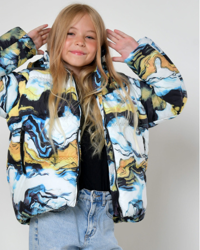 Яскрава дитяча зимова куртка 56048, Колір: Блакитний, Розмір: 146, зображення 3