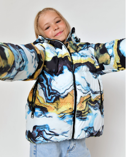Яскрава дитяча зимова куртка 56048, Колір: Блакитний, Розмір: 146, зображення 6