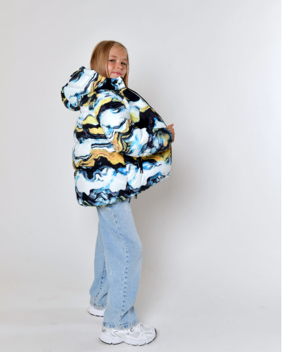 Яскрава дитяча зимова куртка 56048, Колір: Блакитний, Розмір: 146, зображення 8