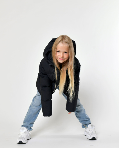 Детский зимний пуховик черного цвета 56045, Цвет: Черный, Размер: 122, изображение 5