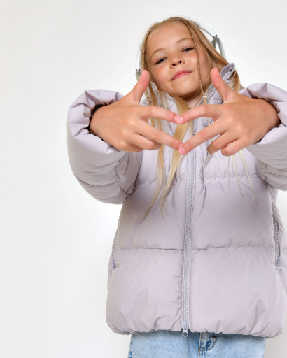 Серая зимняя куртка для девочек 56046, Цвет: Серый, Размер: 122, изображение 3