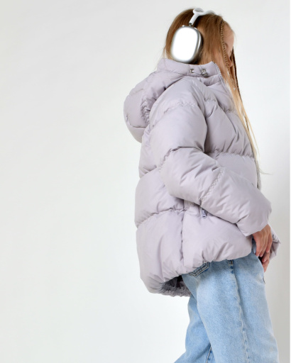 Серая зимняя куртка для девочек 56046, Цвет: Серый, Размер: 122, изображение 5