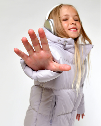 Серая зимняя куртка для девочек 56046, Цвет: Серый, Размер: 122, изображение 6