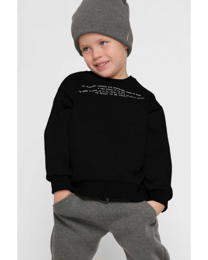 Детский свитшот с надписью цвет черный 38572, Цвет: Черный, Размер: 86, изображение 2