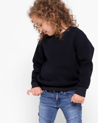 Дитячий однотонний світшот темно-синього кольору 31987, Колір: Темно-синій, Розмір: 92, зображення 2