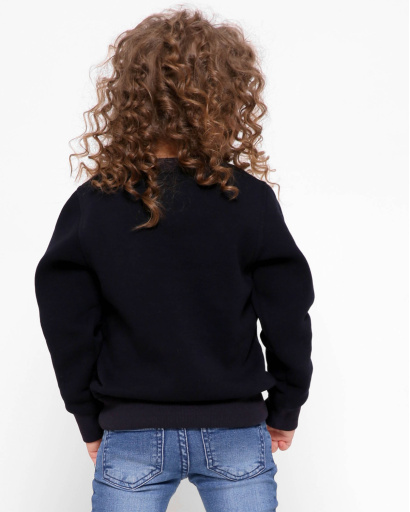 Дитячий однотонний світшот темно-синього кольору 31987, Колір: Темно-синій, Розмір: 92, зображення 3