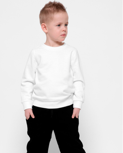 Дитячий однотонний світшот білого кольору 31991, Колір: Білий, Розмір: 92, зображення 3