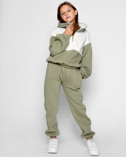 Подростковый спортивный костюм оливковый 53157, Цвет: Хаки, Размер: 122, изображение 3