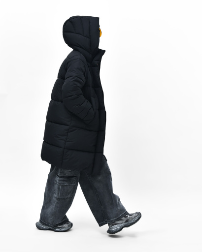 Зимний черный пуховик для девочки на экопухе 56151, Цвет: Черный, Размер: 116, изображение 3