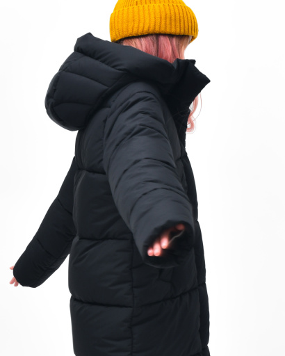 Зимний черный пуховик для девочки на экопухе 56151, Цвет: Черный, Размер: 116, изображение 5