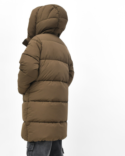 Зимний оливковый пуховик для девочки на эко-пухе 57168, Цвет: Оливковый, Размер: 128, изображение 5