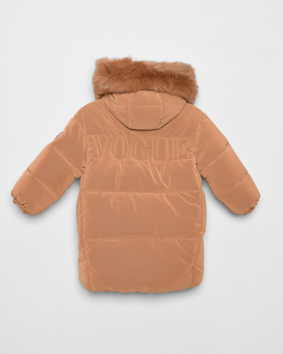 Детский пуховик с капюшоном 43457, Цвет: Кемел, Размер: 116, изображение 2