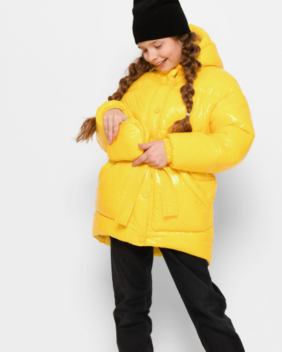 Желтая зимняя куртка для девочки 43466, Цвет: Жёлтый, Размер: 116, изображение 3