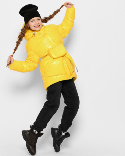 Желтая зимняя куртка для девочки 43466, Цвет: Жёлтый, Размер: 116, изображение 4