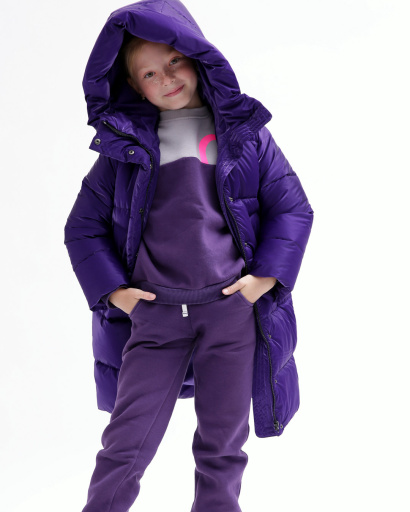 Дитячий фіолетовий пуховик для дівчат 55718, Колір: Фіолетовий, Розмір: 158, зображення 3