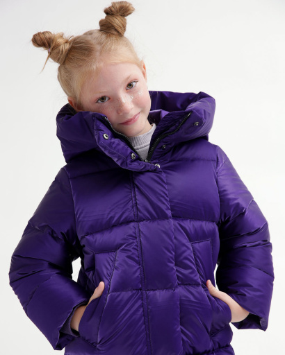 Дитячий фіолетовий пуховик для дівчат 55718, Колір: Фіолетовий, Розмір: 158, зображення 6