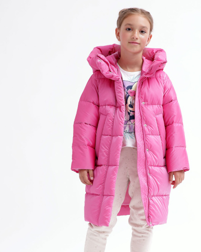 Дитячий малиновий пуховик для дівчат 55719, Колір: Малина, Розмір: 158, зображення 2