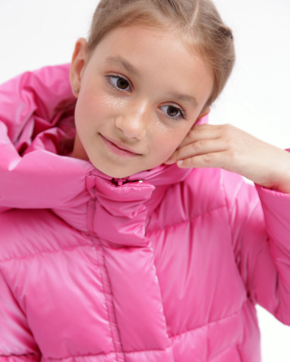 Дитячий малиновий пуховик для дівчат 55719, Колір: Малина, Розмір: 158, зображення 5