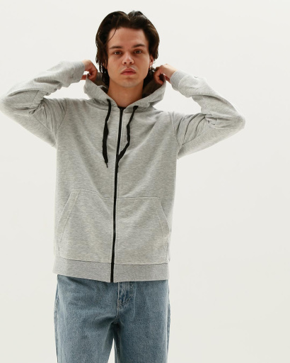 Мужская спортивная кофта на молнии, серый 31941, Цвет: Серый, Размер: L, изображение 2