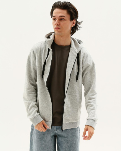 Мужская спортивная кофта на молнии, серый 31941, Цвет: Серый, Размер: L, изображение 3