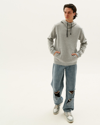 Мужское серое худи 29875, Цвет: Серый, Размер: M, изображение 2