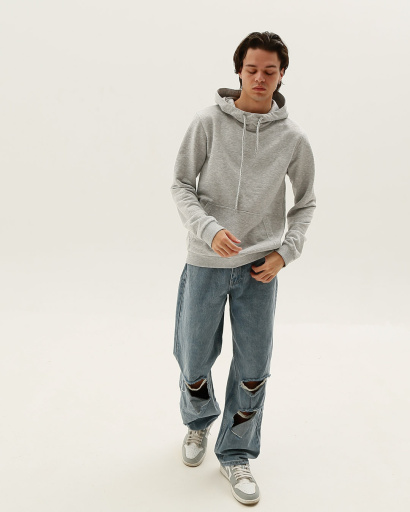 Мужское худи серого цвета 31859, Цвет: Серый, Размер: S, изображение 4