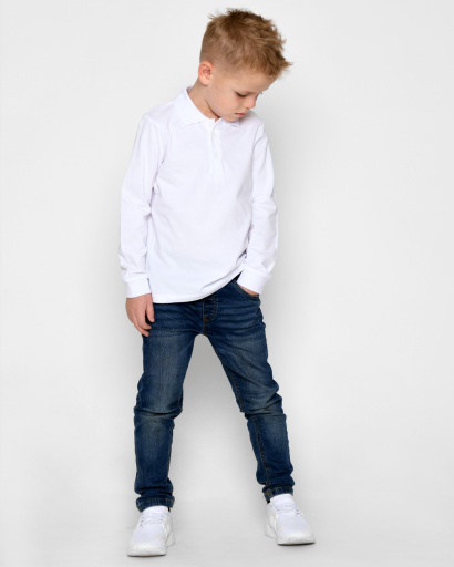 Детская белая рубашка-поло с длинным рукавом 53227, Цвет: Белый, Размер: 110, изображение 6