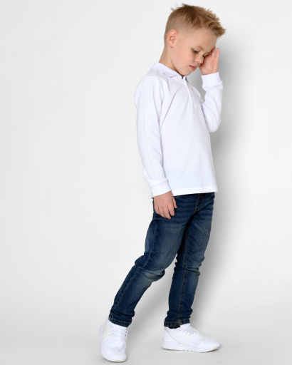 Детская белая рубашка-поло с длинным рукавом 53227, Цвет: Белый, Размер: 110, изображение 2