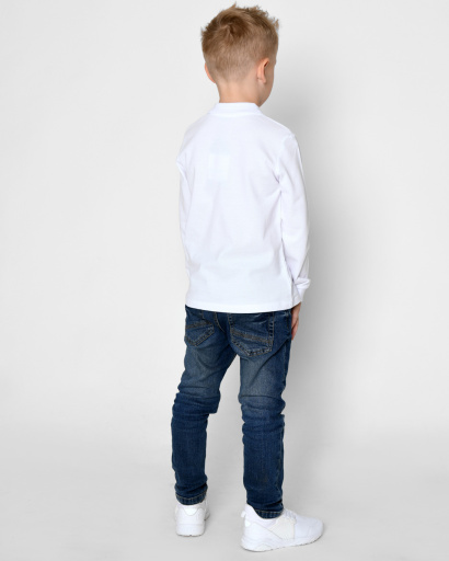 Детская белая рубашка-поло с длинным рукавом 53227, Цвет: Белый, Размер: 110, изображение 4