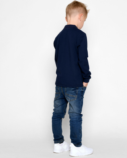 Детская синяя рубашка-поло с длинным рукавом 53229, Цвет: Синий, Размер: 152, изображение 4