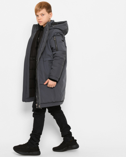 Зимова підліткова куртка для хлопчика 43503, Колір: Графіт, Розмір: 122, зображення 3