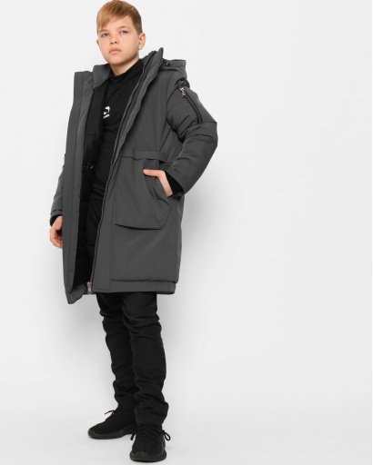 Зимова підліткова куртка для хлопчика 43503, Колір: Графіт, Розмір: 122, зображення 7