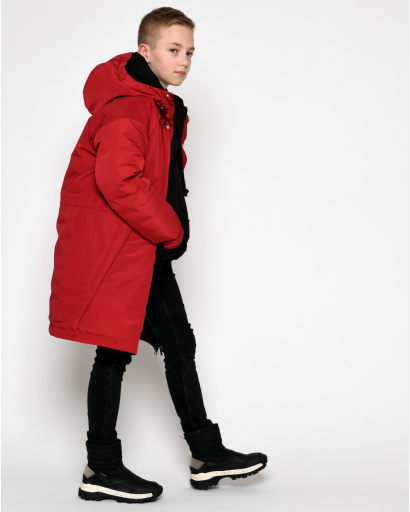 Зимова червона куртка на пуху для хлопчика 54349, Колір: Червоний, Розмір: 146, зображення 2
