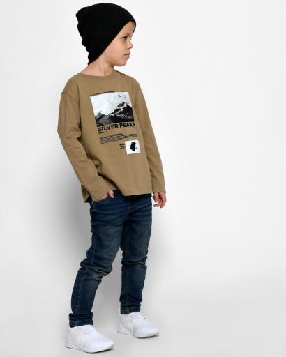 Підлітковий лонгслів кольору хакі з малюнком гір 52550, Колір: Хакі, Розмір: 140, зображення 5